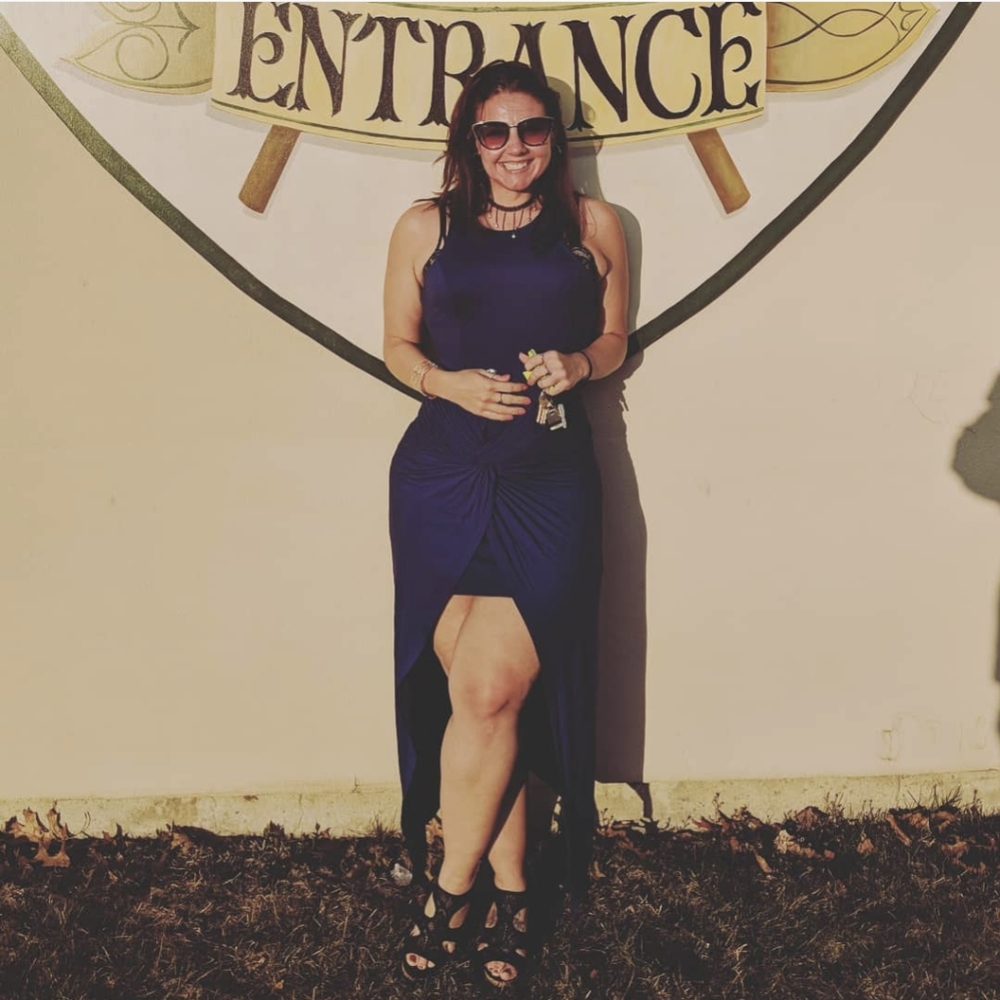 Blue high low sleeveless dress